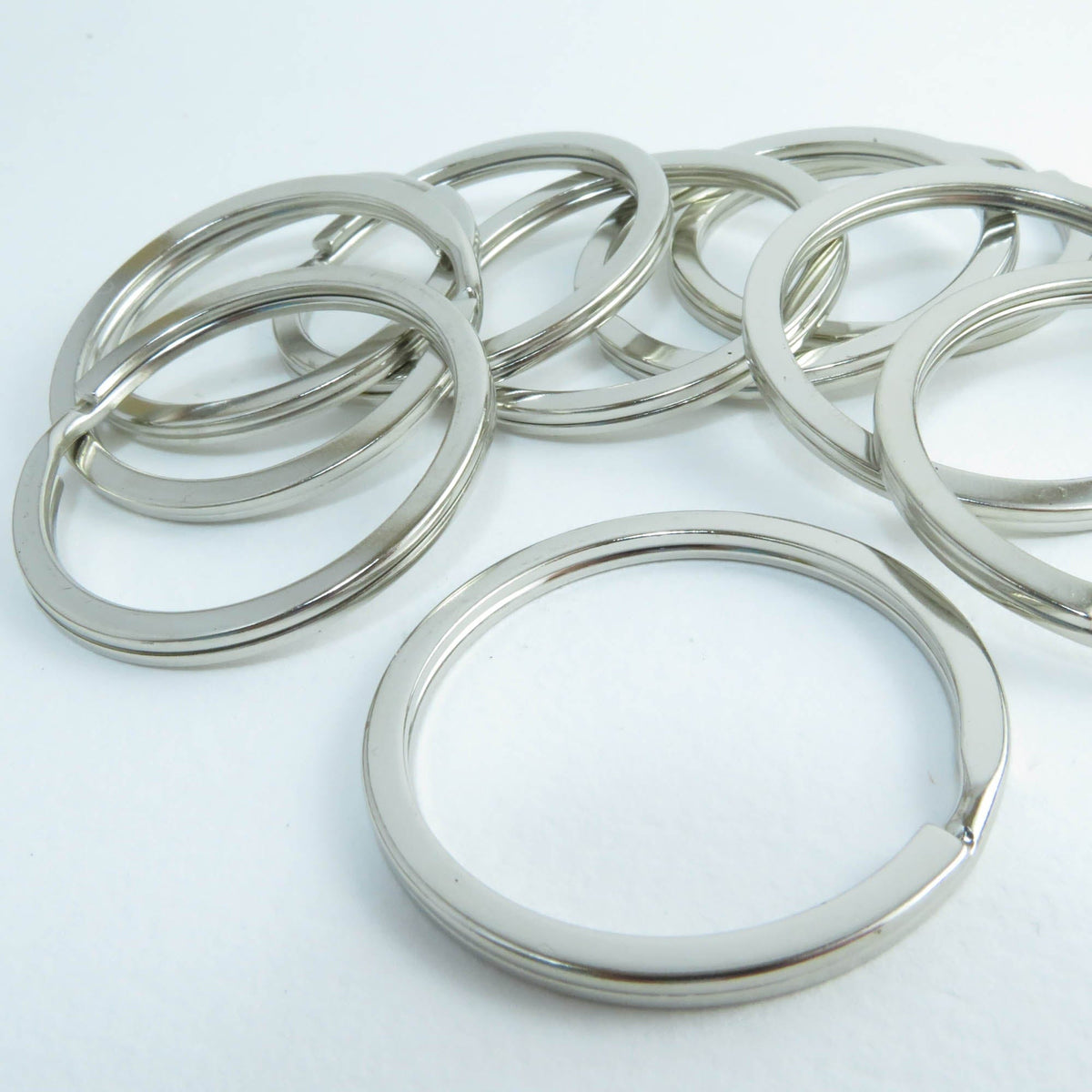 30 mm Nickel Split Rings Steel Flat Metal Keyring Blanks