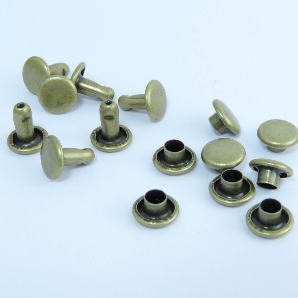 7 MM DOUBLE CAP RIVETS FOR LEATHER AND CRAFTS ATIQUE BRASS/NICKEL/BRASS/BLACK NICKEL AVAILABLE