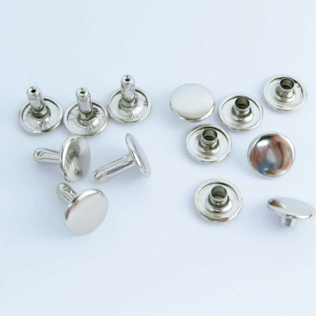 10 MM DOUBLE CAP RIVETS FOR LEATHER AND CRAFTS ATIQUE BRASS/NICKEL/BRASS/BLACK NICKEL AVAILABLE