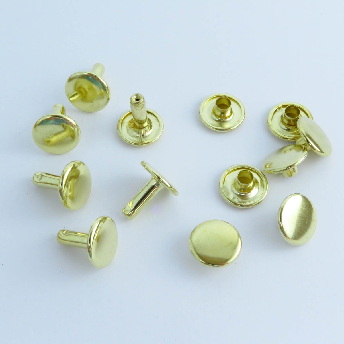 10 MM DOUBLE CAP RIVETS FOR LEATHER AND CRAFTS ATIQUE BRASS/NICKEL/BRASS/BLACK NICKEL AVAILABLE